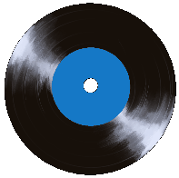 A blue vinyl record spinning