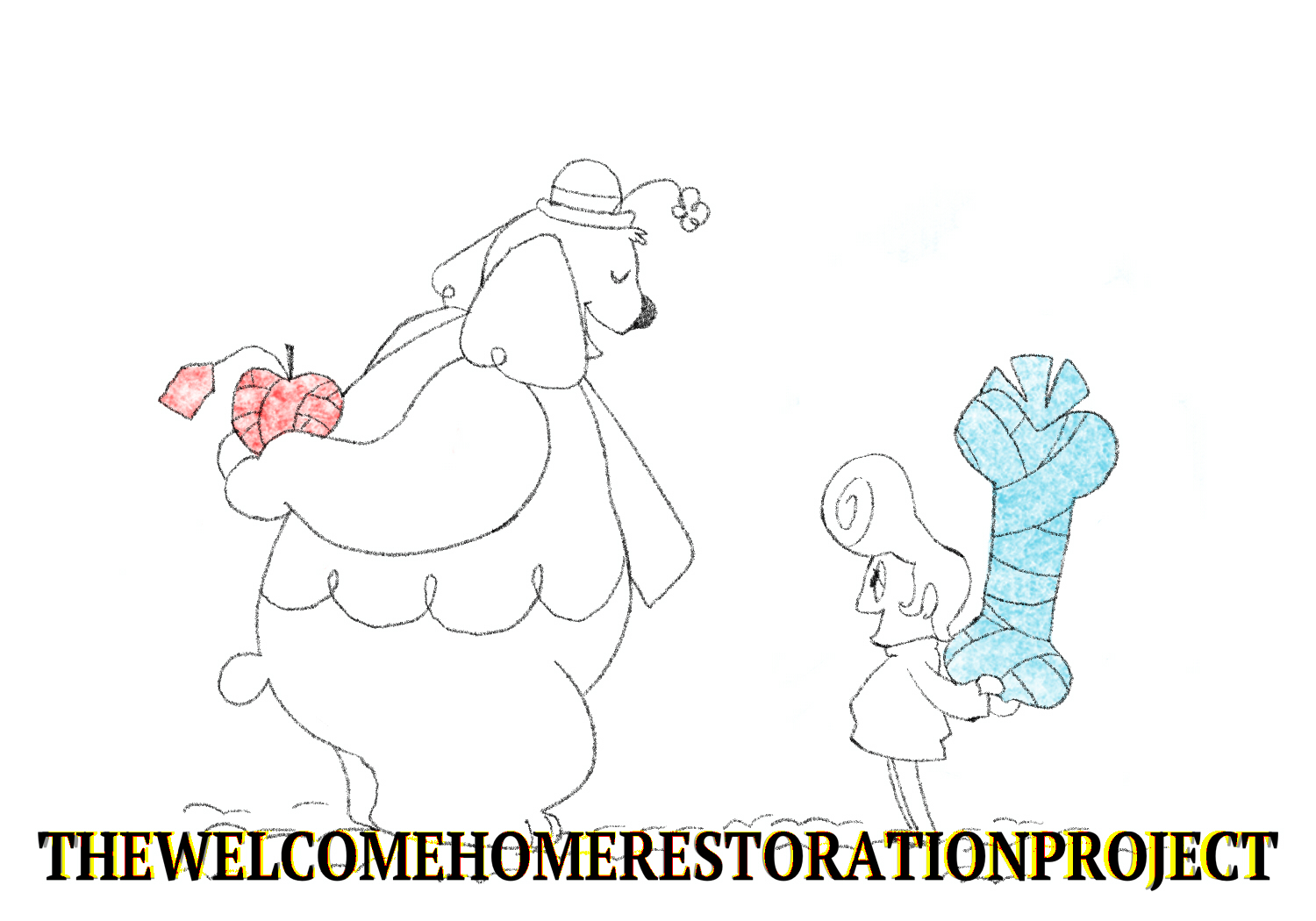 Card of Wally and Barnaby exchanging gifts.