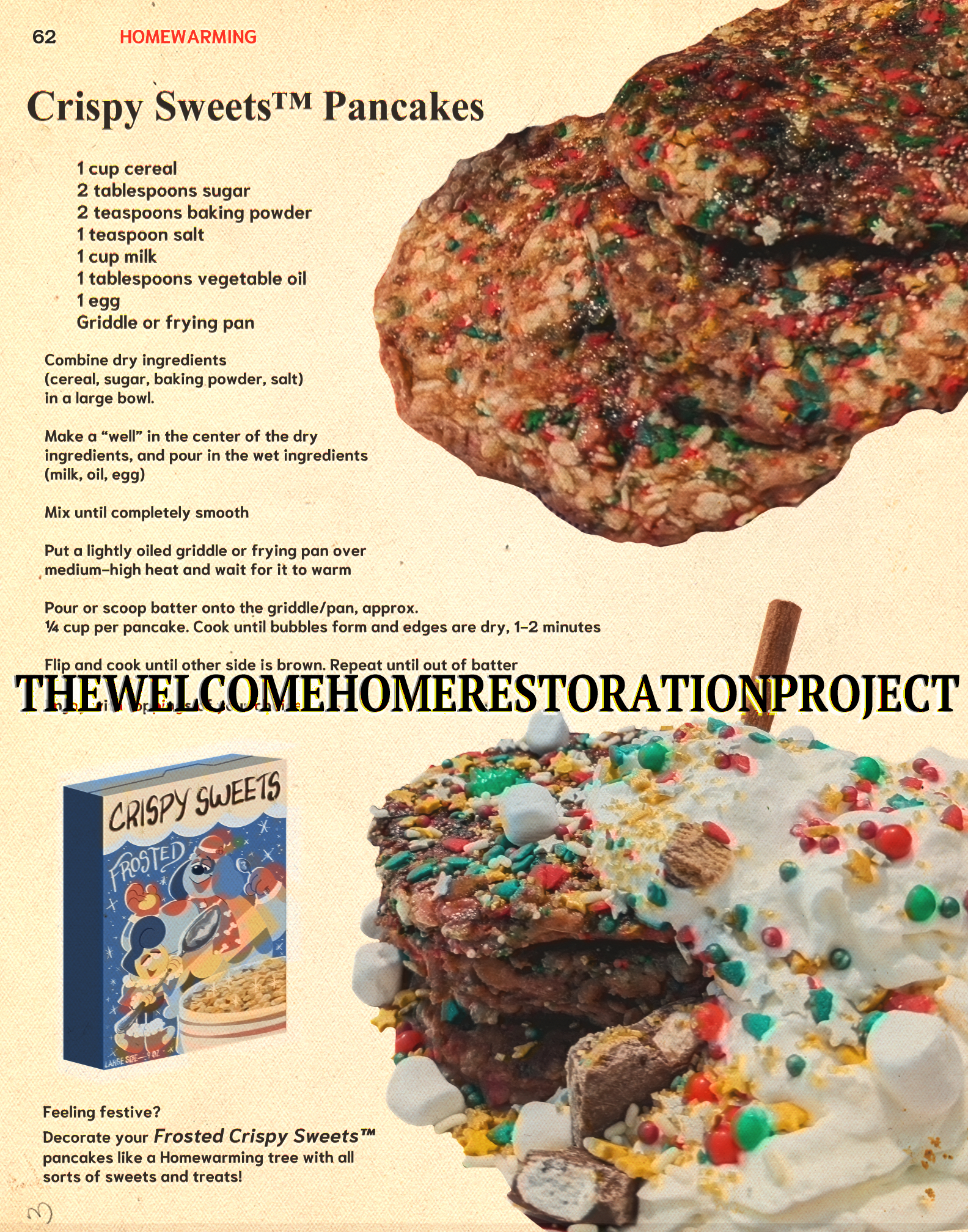 A homewarming spread of 'cirspy sweets pancakes'