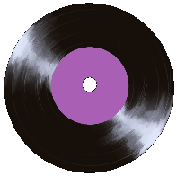 A purple vinyl record spinning