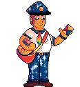 A pixel art illustration of Eddie with a sparkle effect