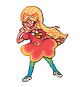 A pixel art illustration of Julie Joyful