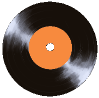 A orange vinyl record spinning