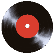 A red vinyl record spinning